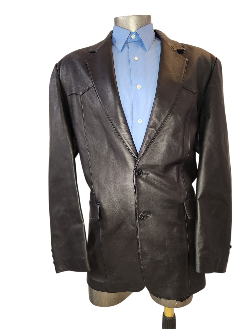 VINTAGE SCULLY WESTERN COWBOY MEN JACKET BLAZER BLACK LEATHER SIZE 48 L